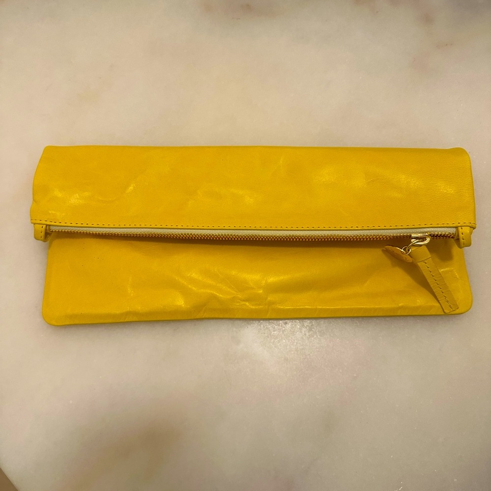 Clare V yellow foldover clutch